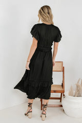 Willa Ruffle Dress In Black - Final Sale