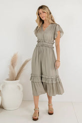 Willa Ruffle Dress in Sage - FINAL SALE