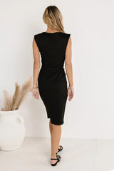 Zarela Ribbed Dress In Black - Final Sale