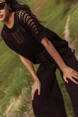 Toso Crocheted Top In Black - Final Sale