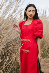 Cassia Corset Dress In Red - Final Sale