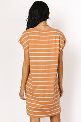 Kennedy Striped T-Shirt Dress In Rust - Final Sale