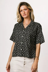 Xiomara Floral Button Up In Black - Final Sale