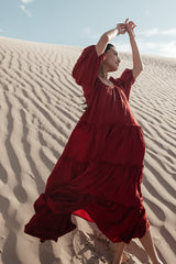 Corinne Tiered Maxi Dress In Red - Final Sale