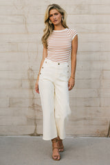 Ulyssa Striped Sweater Top In Clay - Final Sale
