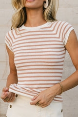 Ulyssa Striped Sweater Top In Clay - Final Sale