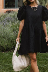 Maison Textured Mini Dress in Black - FINAL SALE