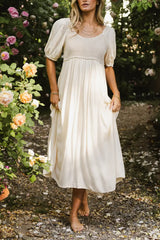 Nina Crocheted Midi Dress In Natural - Final Sale