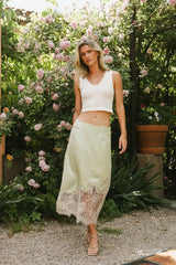 Frankie Asymmetrical Skirt In Lime - Final Sale