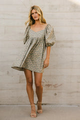 Salem Floral Mini Dress In Olive