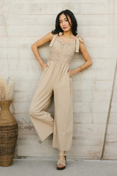 Kaia Crocheted Jumpsuit in Latte - FINAL SALE