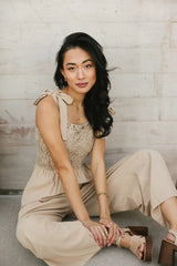 Kaia Crocheted Jumpsuit In Latte - Final Sale
