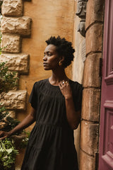 Neve Textured Midi Dress In Black - Final Sale