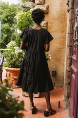 Neve Textured Midi Dress In Black - Final Sale