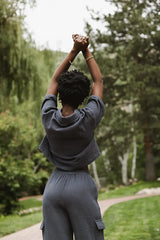 Benji Cotton Gauze Top In Slate Blue - Final Sale