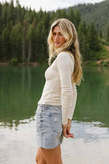 Hester Waffle Knit Top In Cream - Final Sale