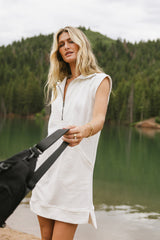 Emory Quarter Zip Dress In Ivory - Final Sale