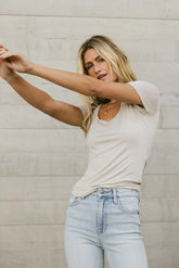 Scoop Neck Tee in Grey - FINAL SALE