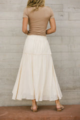 Phillipa Pleated Maxi Skirt In Cream - Final Sale