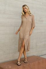 Venetia Sheer Midi Dress In Nude - Final Sale