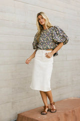 Jordan Denim Skirt In Cream - Final Sale