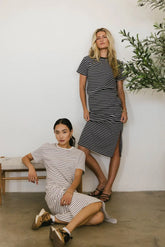 Hudson Striped T-Shirt Dress in Black - FINAL SALE
