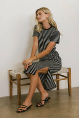 Hudson Striped T-Shirt Dress In Black - Final Sale