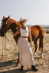 Nanet Crocheted Maxi Skirt in Natural - FINAL SALE