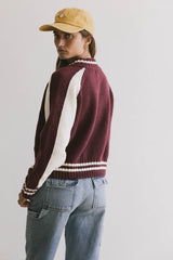 Sebastian Knit Jacket In Burgundy - Final Sale
