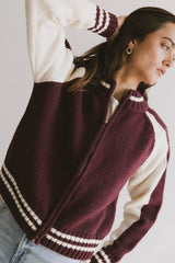 Sebastian Knit Jacket In Burgundy - Final Sale