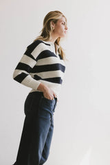 Ozzie Striped Sweater In Navy - Final Sale