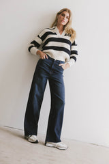 Ozzie Striped Sweater In Navy - Final Sale