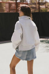 Zeya Half Zip Sweatshirt In Grey - Final Sale