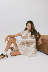Evan Collared Mini Dress In Taupe - Final Sale
