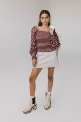 Brinklee Smocked Blouse In Burgundy - Final Sale