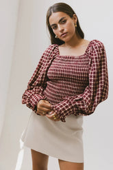 Brinklee Smocked Blouse in Burgundy - FINAL SALE
