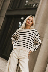 Roelle Striped Sweater In Black - Final Sale