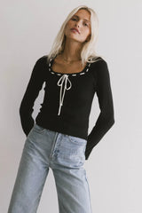 Swenn Ribbed Top In Black