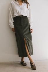 Sambria Corduroy Skirt in Olive - FINAL SALE