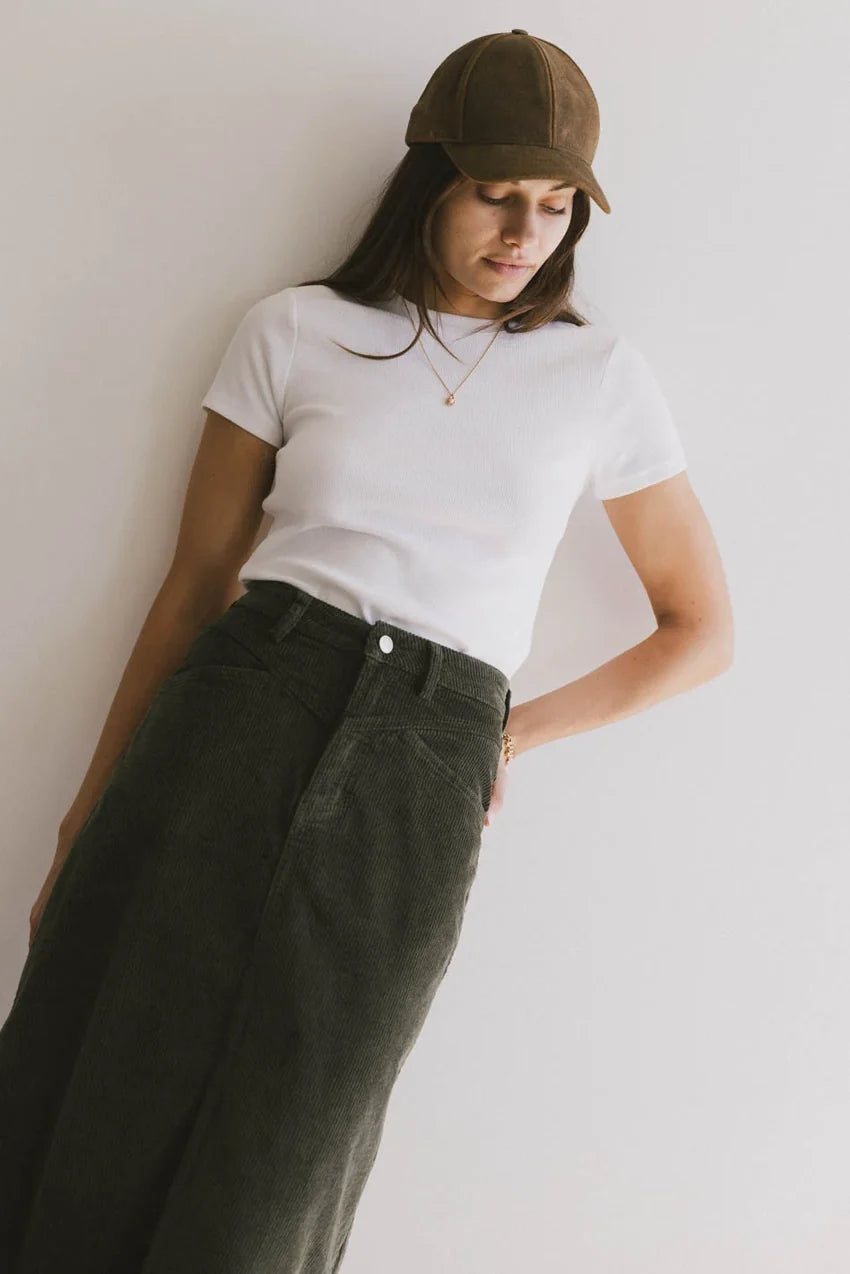 Tara Ribbed Basic Tee in White - FINAL SALE