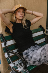 Shelly Ruffled Sweater Top in Black - FINAL SALE