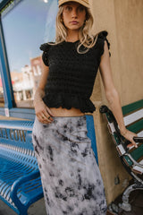 Shelly Ruffled Sweater Top In Black - Final Sale