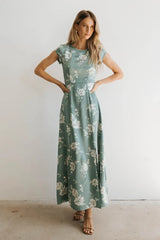 Daniella Floral Dress In Sage - Final Sale