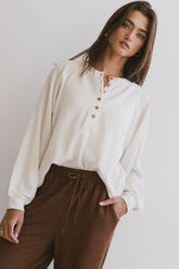 Kami Henley Top in Oatmeal - FINAL SALE