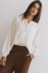 Kami Henley Top in Oatmeal - FINAL SALE
