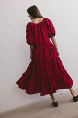 Corinne Tiered Maxi Dress In Red - Final Sale