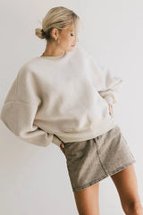 Reversible Sherpa Sweatshirt In Cream - Final Sale