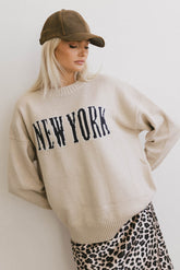 New York Crew Neck Sweater in Cream - FINAL SALE