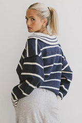 Marina Collared Pullover In Navy - Final Sale