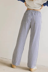 Romero Gingham Pants In Navy - Final Sale